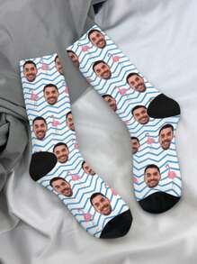 Customizable Face Print Socks, Men's Custom Socks, Face Socks, Valentine's Day Gift, Funny Socks, Gift For Husband, Customizable Face Socks