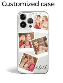 1pc Customized Name & Chaotic Pattern Design Transparent Silicone Soft Phone Case With Camera Lens Protection, Compatible With Samsung, 16, 15, 14, 13, 12, 11 Pro Max, Gift For Holidays - Clear - View 3
