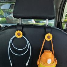 2 件向日葵汽车座椅靠背挂钩，可爱花卉座椅头枕挂钩，可挂钱包、布料、购物袋，通用汽车座椅储物挂钩 - 彩色 - 查看 4