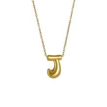 18K Bubble Letter Necklace Gold For Women, Initial Necklaces Rhinestone Chunky Bubble Letter Necklace As Mother's Day Gifts Charm Puff Name Pendant Alphabet Necklaces Non Tarnish Gold Plated Jewelry