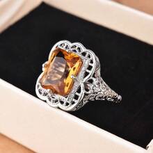 1pc Women Engagement Ring, Vintage Luxury Silver Color Alloy With Artificial Opal Decor, For Wedding, Engagement, Party, Anniversary, Valentine's Day, Birthday Gift