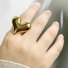 Magic Fish 1pc Chic Stainless Steel Open Ring Set , Adjustable Geometric Design For Women | Perfect For Daily Wear & Parties - Yellow Gold - View 9