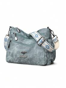 Women's Soft Fabric Diagonal Crossbody Bag, Middle-Aged Shoulder Bag, New Spring Autumn Model - Blue - View 6