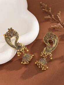 1 paire de boucles d'oreilles vintage sculptées de style indonésien en alliage de zinc, style pop égyptien turc. Boucles d'oreilles polyvalentes pour dames, adaptées pour un usage quotidien, des fêtes et des vacances