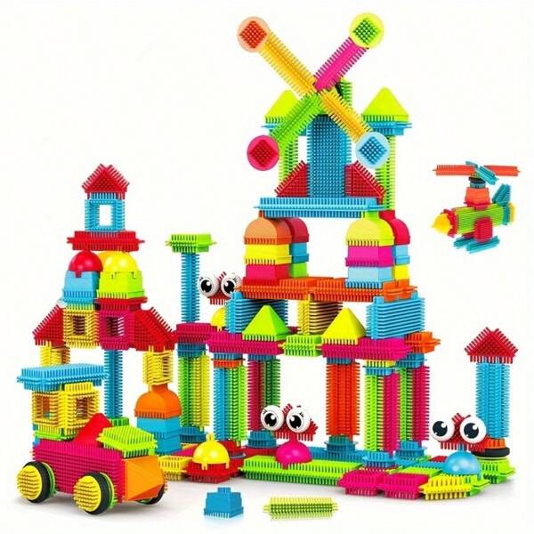 22/44 piezas de bloques de construcción infantiles DIY, ladrillos con forma de melena, innovación intelectual, bloques de construcción de modelos de aviones y coches, bloques de construcción interactivos para padres e hijos, juguetes educativos infantiles, abre la mente, estimula la creatividad, regalos perfectos para las vacaciones
