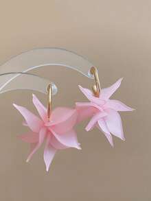 1 Cặp hoa tai tròn hình chữ C thanh lịch, hoa tai phong cách nghỉ dưỡng cao cấp - những bông hoa - Xem 2