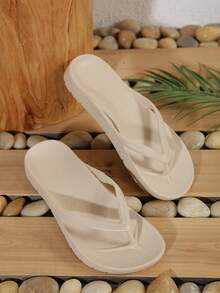 Dép xỏ ngón unisex mùa xuân-hè có hỗ trợ vòm chân, đế bằng chống trượt, chất liệu EVA chống thấm nước, mềm mại và thoải mái, phù hợp cho các cặp đôi, đi biển, hồ bơi, kỳ nghỉ, bơi lội, hoạt động ngoài trời, đi trong nhà, dép đi trong nhà - Màu Khaki - Xem 3