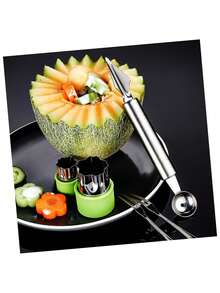 二合一瓜挖球器和雕刻刀套装，适用于西瓜、哈密瓜、冰淇淋勺，是家庭聚会摆盘的必备工具。 - 彩色 - 查看 7