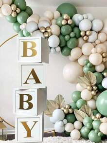 Baby Party Decorations, Including Baby Balloon Box, Letter Blocks, Suitable For 1st Birthday Party For Boys And Girls, Teddy Bear Theme Baby Shower, Bridal Shower, Gender Reveal Party, Etc. - White - View 1