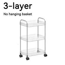 1pc Household Transparent Movable Cosmetic Small Cart Storage Rack, Large Capacity Multifunctional Bathroom Finishing Display Rack, Bathroom Accessories, Makeup Organizer Rolling Cart, Mobile Shelf For Office, Bathroom, Kitchen, & Living Room