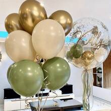 40 Stück Retro Grün, Gold, Weiß Latex Luftballons 10-Zoll Set - Geeignet für Geburtstag, Hochzeit, Valentinstag, Sommer Party, Thanksgiving, Weihnachten, Silvester Dekoration und Feier, geeignet für Sommer und Winter