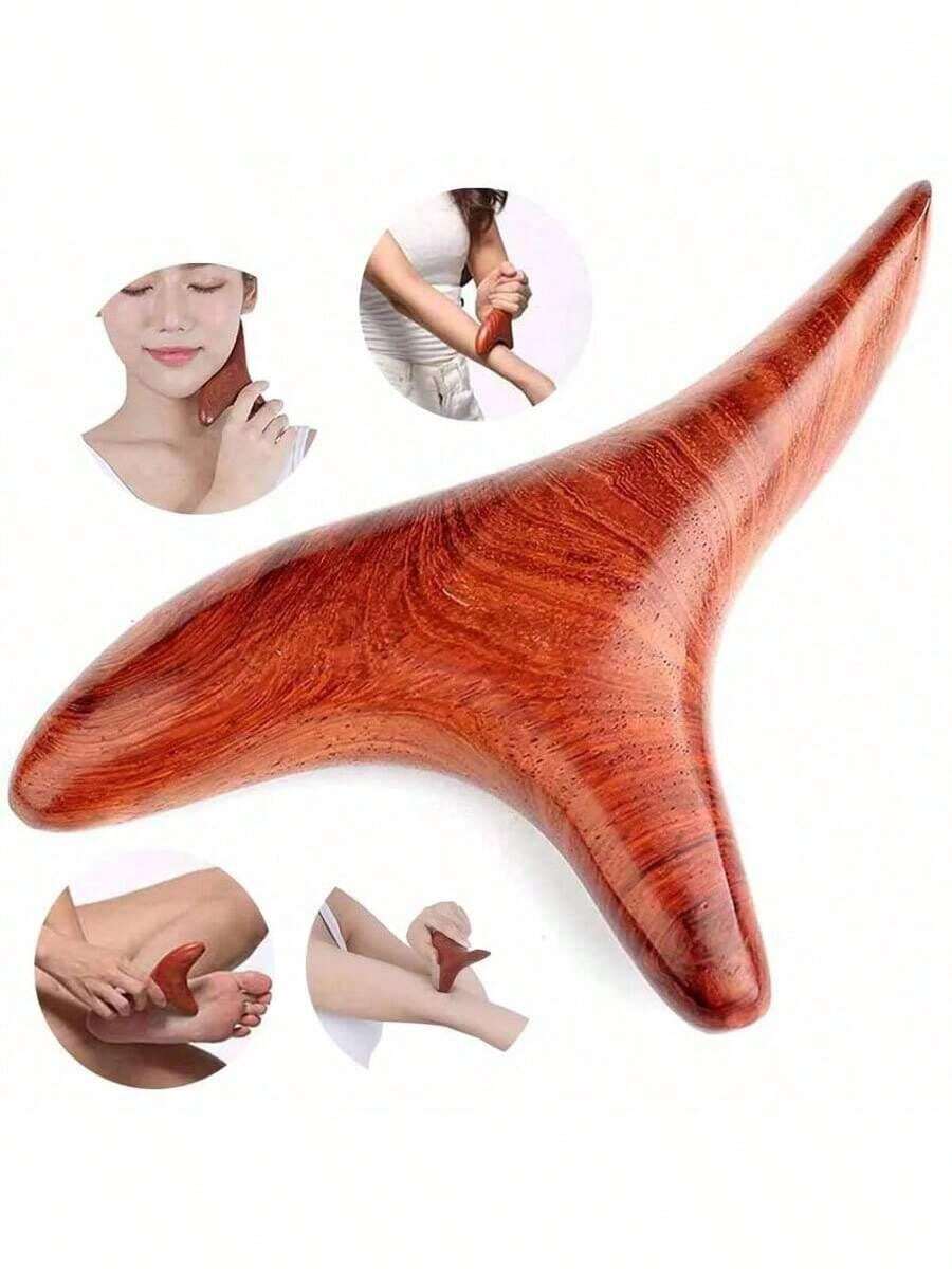 Dụng cụ massage cạo điểm kích thích bằng gỗ Gua Sha, dụng cụ dẫn lưu bạch huyết chuyên nghiệp, dụng cụ massage trị liệu bằng gỗ, thích hợp cho lưng, chân, tay và mặt. - Gỗ đỏ - Xem 1
