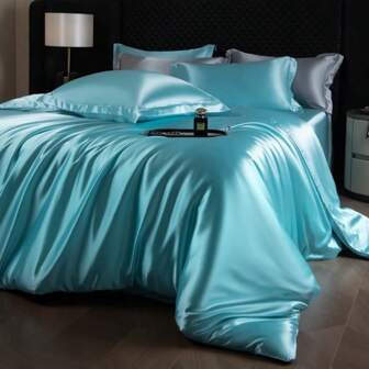 3pcs/Set Silky Bed Sheet Set, Modern Rectangular Elegant Simple Luxury Double Bedding, Multiple Sizes Available, Suitable For Bedroom Use All Seasons