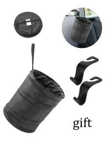 Car Trash Can With Lid, Mini Auto Dustbin Garbage Organizer, Automotive Garbage Container Bin For Vehicle, Home, Office - Black - View 1