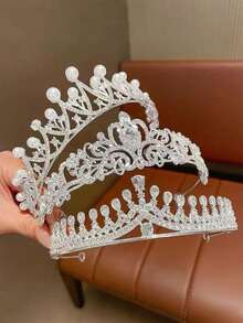 1pc Fashionable & Elegant Alloy Princess Crown, Suitable For Women Wedding Party Performance Hair Accessories