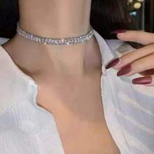 1pc Cubic Zirconia Decor Choker, Suitable For Special Occasions