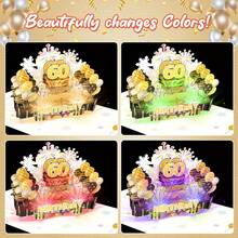 60th Pop-Up Birthday Card, Happy 60th Birthday Card, Large 3D Sixty Bday Card For Women Men, Happy 60 Birthday Greeting Card With Envelopes For Him Her - 彩色 - 查看 4