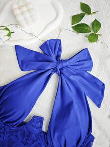 1pc Sexy Lace Up Halter Neck Underwired Bustier Cropped Tank Top, Backless Design - Royal Blue - View 11