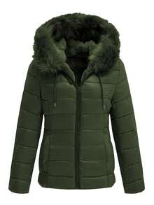 Risissida 优雅时尚：秋冬季双面女式羽绒服，配有人造毛皮和舒适帽子 - 綠色 - 查看 5