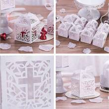 6-24pcs Elegant White Hollow Cross Gift Box Laser-Cut Wedding Candy Box Wedding Baptism Favors Gift Box Decoration Baptism Gifts