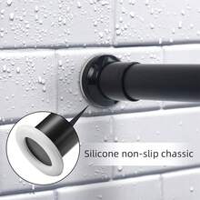 Telescopic Net Voile Tension Curtain Rail Pole Rod Rods Extendable Spring Loaded Room Decor Bathroom Accessories Back To School Fall Decor Bathroom Decor - Black - View 8