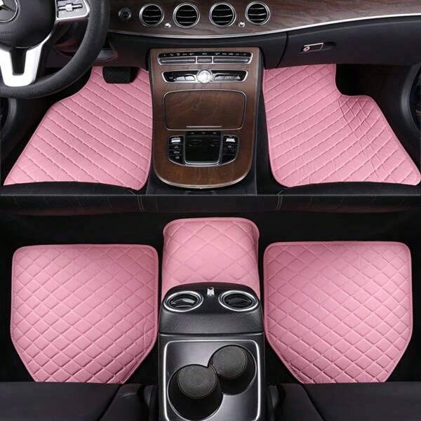 5 pezzi Set universale di tappetini per auto in pelle PU di lusso - resistente ai graffi, utilizzabile in tutte le stagioni, facile da pulire