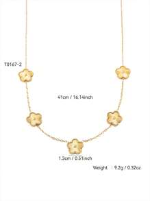 1pc/Set Elegant Minimalist Versatile 18K Gold Plated Stainless Steel Clover Necklace, Bracelet, Earrings & Ring Jewelry Set, Suitable For Women Everyday & Party Wear