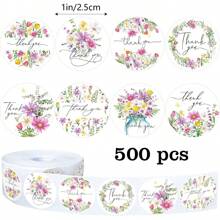 500pcs/Roll Adorable Flower Thank You Stickers For Small Business, Bakery Packaging, Wedding Giveaways & Bridal Shower Parties