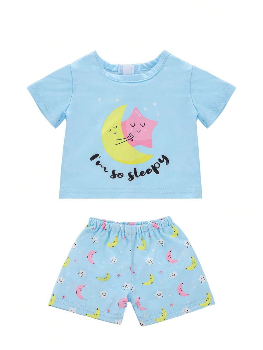 16 英寸逼真重生娃娃毛绒玩偶服装，配有树懒图案上衣和短裤，儿童装扮玩偶，角色扮演玩偶，节日生日礼物（不含玩偶和鞋子）