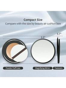 1pc 30X Magnifying Makeup Mirror With Tweezers - 3.5 Inch Portable Travel Makeup Mirror For Eyebrow Trimming, Portable Round Hand Mirror With 2 Suction Cups For Wall Mounting,Portable Mini Cosmetic Mirror, Use For Makeup Application, Eyebrow Trimming