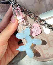 Jelly Balloon Dog Design Keychain For Women, Cute Girls Key Chain, Bag Charms Accessories For Car Purse Backpack - Pink Green - 查看 4