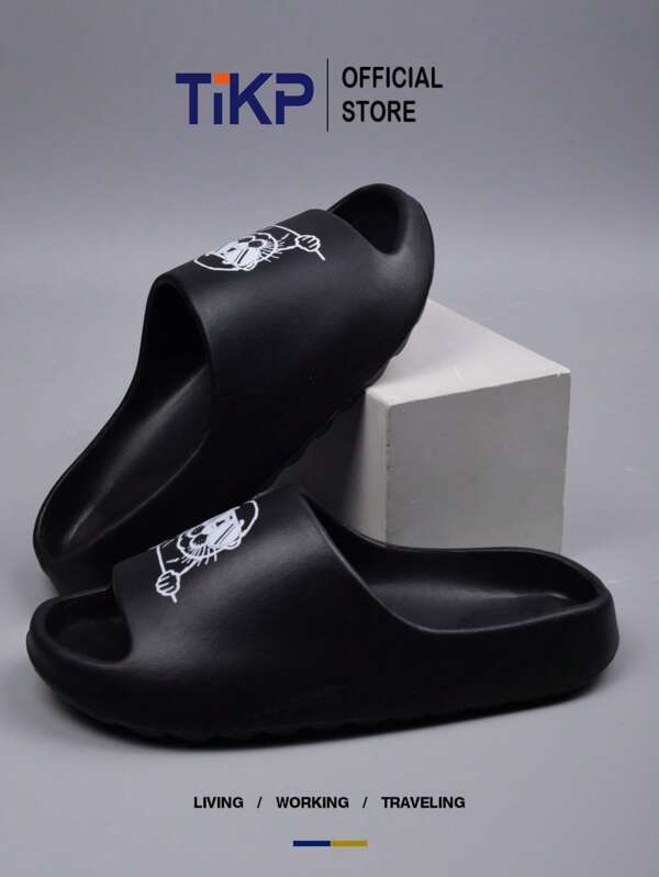 Men's Stylish Outdoor Slip-On Slippers, Indoor/Outdoor Anti-Slip Durable Minimalist Comfortable Slides, Suitable For Walking, Beach