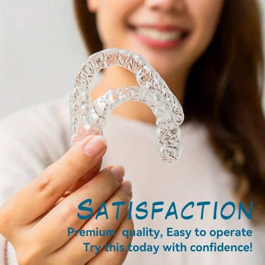 2 件透明牙齿美白和矫正托盘，夜间使用的无味口腔护理配件，缓解磨牙 - 彩色 - 查看 1