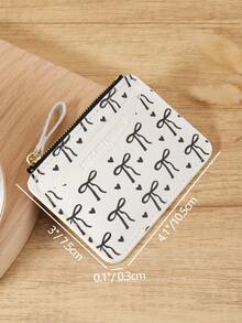 Billetera pequeña plegable para mujer con estampado de lazo rosa en forma de corazón, bolsillo para monedas, minimalista, ligera, de múltiples capas, portátil, para tarjetas de identificación, dinero, tarjetas de crédito, de moda, moderna, negocios, ideal como regalo de aniversario, cumpleaños, para chicas, damas, femenino, útiles escolares para la escuela, dormitorio y vuelta al cole - Negro - Ver 8