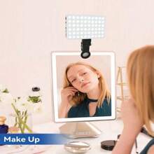 Aufladbare Selbstauslöser-Licht und Smartphone-Licht-Clip für - Smartphone LED-Licht mit einstellbarer Helligkeit, perfekt für Selfies, Make-up, Live-Streaming und Videokonferenzen, Schwarz