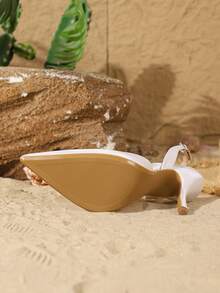 On feet& in love Fall/Winter 2025 Women's Fashionable Elegant Pointed Toe White Stiletto Heel Slingback Buckle High Heels Suitable For Dress, Elegant, Women Pumps,Elegant,Party Outfits,Wedding Outfits - White - View 6