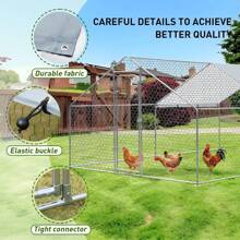 Metal  With Run, 9.8'L X 6.4'W X 6.4'H Walk In Poultry Cage Chicken Run Pen, Outdoor Chicken Runs For Yard With Waterproof & Anti-UV Cover