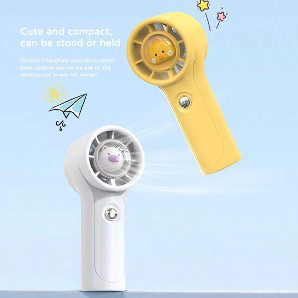 1pc 1200mAh Battery Operated Handheld Mini Fan, Strong Airflow, Cute Design, 3 Speed Settings, Portable & Compact, Must-Have For Summer Party, Outdoor Activities, Novelty Shape