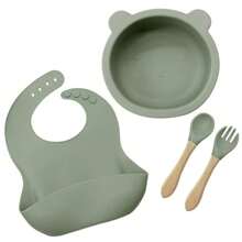 Set di alimentazione per bebè in silicone da 8 pezzi/6 pezzi/5 pezzi/4 pezzi/3 pezzi con piatto diviso con ventosa, prodotti per lo svezzamento, set di piatti per l'alimentazione autonoma di bebè/bambini piccoli con cucchiaio, forchetta, tazza con beccuccio, bavaglino regolabile, stoviglie per bebè