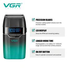 VGR Shaver Professional 9000 RPM Beard Trimmer Digital Display Electric Razor Men Adjustable Speeds Best Electric Razor Reciprocating Men's Shaver V-308 - Multicolor - View 2