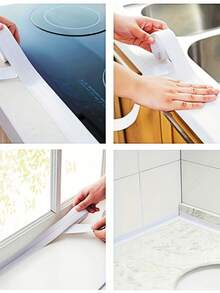 1 Roll PVC Waterproof Sealing Strip, Self-Adhesive Anti-Crack Caulk For Sink, Stove, Floor Corners, Bathroom, Toilet And Bathtub, Mold And Moisture Proof, Offers Neat Sealing Effect - White - View 6