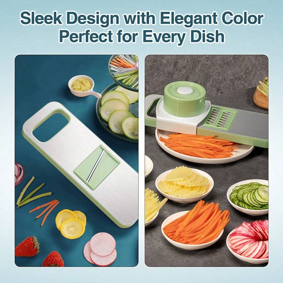 Japanese-Style Gramercy Adjustable Mandoline Food Slicer, Mandoline Slicer For Kitchen, Mandolin, Potato Slicer, Tomato Slicer, Carrot Slicer, Onion Slicer - Stainless Steel - With 6 Japanese Stainless Steel Blades, Elegant Green-Master The Art Of Precision, One Slice At A Time. Elevate Your Culinary Craft With Timeless Elegance - 薄荷綠 - 查看 1