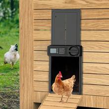 1pc Automatic Coop Door, Waterproof Coop Door, Battery Operated, Automatic Light Sensitive Coop Door Opener With Sensor, Electric Coop Door With Anti-Trap Design, Automatic Opening And Closing Coop Accessories For Safe Chicken Farms