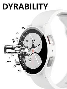 Compatible With Samsung Galaxy Watch Cases 4, 5, 6, And 7 (44mm And 40mm). Features A 2-In-1 Case With A Shock-Resistant And Scratch-Resistant Hard PC Material And Tempered Glass Screen Protector. Unisex, Stylish And Sporty, Easy To Wear, And With Sensitive Touch. - White - View 2