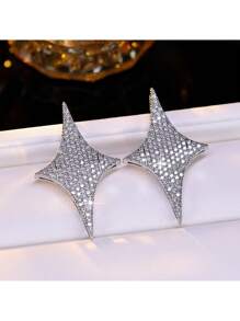 1 Stück elegante mit Sternen eingelegte Ohrringe aus kubischem Zirkonia, modische Accessoires für Frauen für Hochzeiten, Verlobungsfeiern, Veranstaltungen, Geschenk für sie