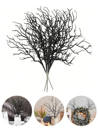 5 pièces Branches de plantes décoratives (noires), branches en plastique artificielles en forme de bois de cerf, branches en forme de bois de cerf pour décoration de fête de mariage, chambre, jardin, maison, fête d'Halloween, décoration d'automne, décoration de table et de vase, décoration de salon et de salle à manger
