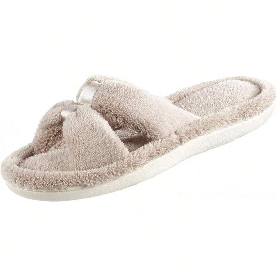 Isotoner Women's Signature X-Slide Slipper, Satin Trim With Memory Foam2025 - 灰褐色 - 查看 1