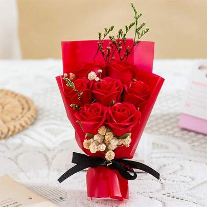 Fleurs artificielles Cadeau de la Fête des Mères Bouquets de roses factices Centres de table pour occasions spéciales