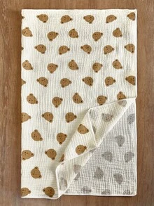 卡通图案平纹细布婴儿襁褓毯，柔软透气婴儿防惊吓包巾，婴儿浴巾 - 摩卡棕 - 查看 10