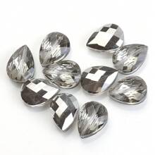 10pcs 14mm Bird Nest/ 13*18mm Grid Water Drop Hole Cut Glass Beads, DIY Craft Accessories For Jewelry Making, Cell Phone Chain, Keychain, Earrings, Necklaces, Shoes & Apparel Decoration